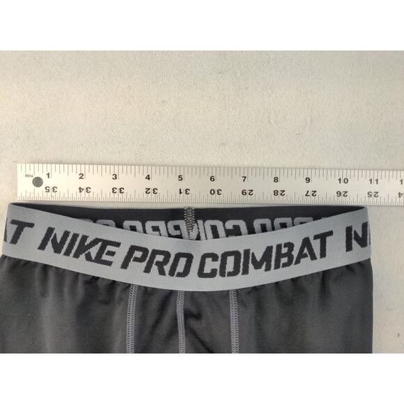 Boys Nike Pro Combat Athletic Compression Pants Size L Black White Swoosh Logo - Picture 12 of 12